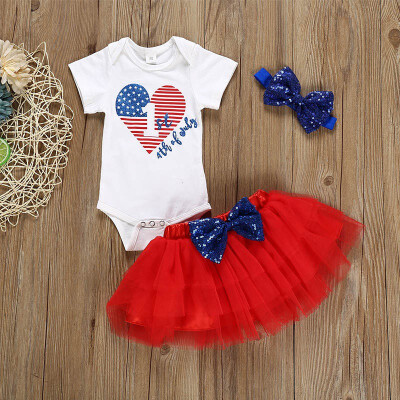 

Girl Newborn Infant Baby Girls Clothing Set Bowknot Romper Baby TopsTutu Skirted Bloomers Shorts Headband 3PCS Clothes