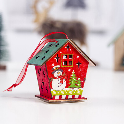 

Gobestart LED Light Wood House Cute Christmas Tree Hanging Ornaments Holiday Decoration
