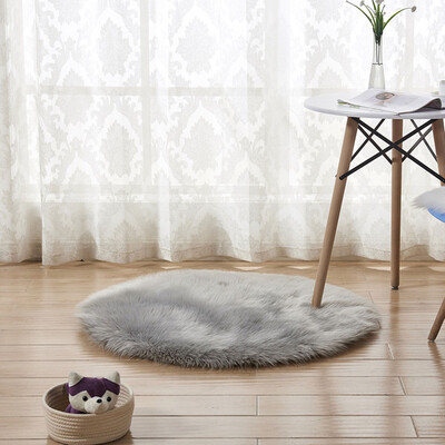 

Gobestart Wool Imitation Sheepskin Rugs Faux Fur Non Slip Bedroom Shaggy Carpet Mats
