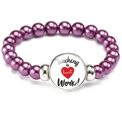 

Teachers Bracelet Teacher Jewelry Gift Teacher Charm Pearl Bracelet