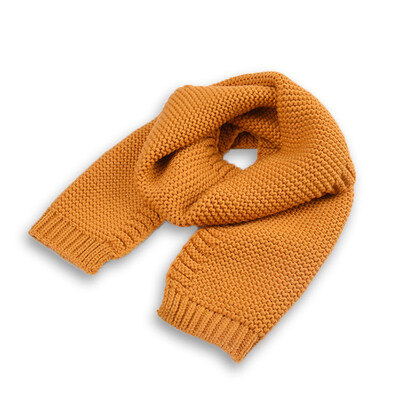 

Children Boys Girls Knitted Wool Fashionable Scarf Solid Color Pattern Warm All-match Winter Scarf For Kids