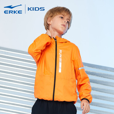 

Hongxing Erke ERKE childrens clothing jacket boy hooded jacket sports jacket windbreaker wild windproof jacket 63219108063 ice orange 165