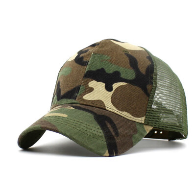 

Unisex Mesh Breathable Camo Camouflage Baseball Cap Flat Strapback Outdoor Hat