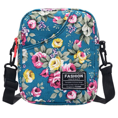 

Casual Womens Flower Print Small Canvas Crossbody Shoulder Bag Zipper Pouch