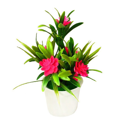 

Artificial Flowers Fake Green Pot Multi-color Flower Bonsai Simulation Artificial Potted Plant Ornament Home Decor
