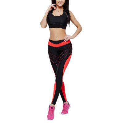 

Fashion Legging Women Slim High Waist Elasticity Leggings Fitness Patchwork Color Leggins Breathable Women Pants Leggings