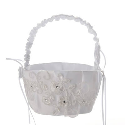 

Romantic Basket Wedding Decor Collection Flower Basket Satin Rose Petals Holder for Wedding Party Decoration