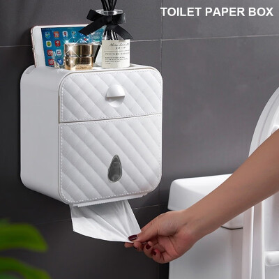 

New Wall Mounted Toilet Roll Holder Drawer Bathroom Tissue Paper Box Waterproof Rack