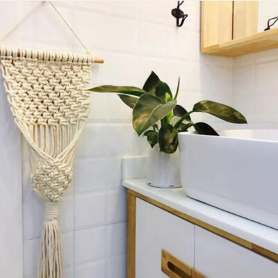 

Decorative Frame Hand-Woven Woven Bag Bohemian Flower Pot Hanging Basket Hanging Net Hanging Kitchen Bedroom Or Apartment