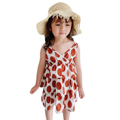 

Baby Girls Layered Dress Kids Polka Dot Pattern Sleeveless Dresses Casual Sundress