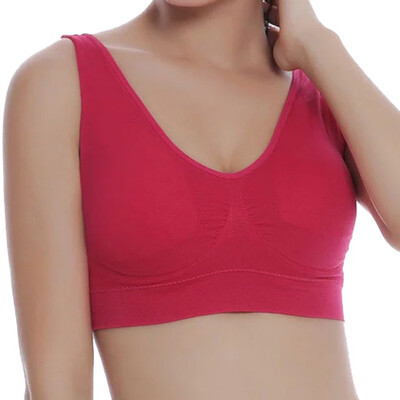 

3XL Plus Size Women Lingerie Bra Padded Solid Color Wire Free Gathered Sports Underwear Breathable Sleep Bra