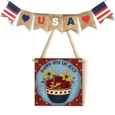 

Gobestart American 4th of July Independence Day Wooden Plaque Sign God Bless America