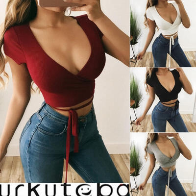 

Fashion Women Casual Tank Crop Tops Vest Blouse Off Shoulder Long Sleeve T-Shirt