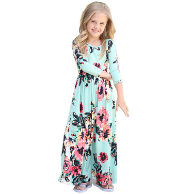 

Girls Dress Floral Printed Long Dress Autumn Maxi Dresses Kids Party Princess Dresses Long Sleeve O-Neck Kids Girls Clothing