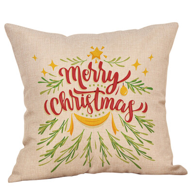 

Tailored Happy Christmas Pillow Cases Linen Sofa Cushion Cover Home Decor Pillow Case