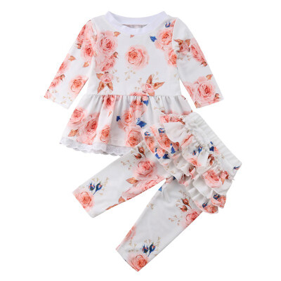 

New Toddler Kids Baby Girl Floral Print Shirt Pants Set Fashionable Comfy Kid Clothes Sets