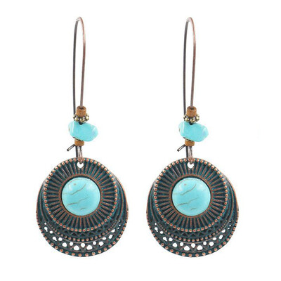 

Chic 1 Pair Chic Retro Vintage Earring Turquoise Earring Dangle Earring Drop Earring Gift