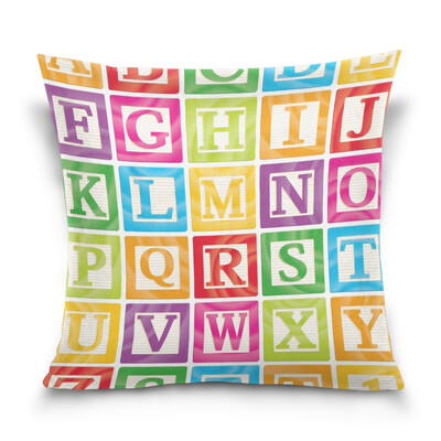 

ALAZA 16 X 16 inch Pillow Case Decorative Cushion Cover Colorful Alphabet Pattern Pillowcase