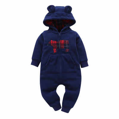 

Newborn Infant Baby Clothes Autumn Winter Fleece Jumpsuit Girls Boys Romper Hooded Jumpsuit Bear Baby Bebe Menino Macacao