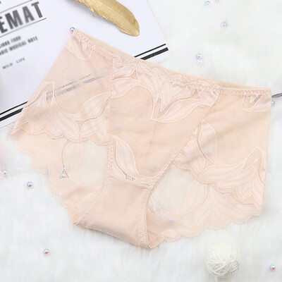 

Womens Sexy Lace Underwear Floral Hollow Out Mid-Rise Perspective Underwear Seamless Brief