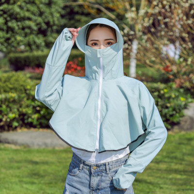 

Summer new solid-color sunscreen hoodie outdoor cycling sports waterproof fast dry female mid-length stock wholesale