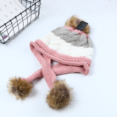 

Hat Female Winter Korean Version 100-set Students Fur Ball Wool Cap Autumn Winter Headgear Thickened Cute Furry Knitted Cap