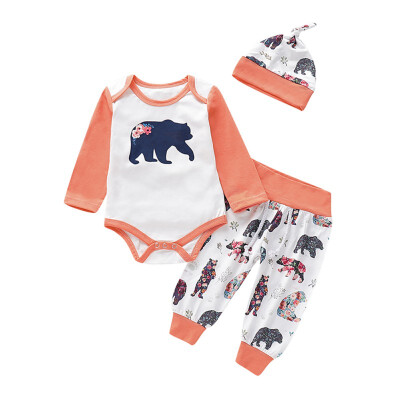 

Newborn Baby Girl Boy Clothing Infant Girl Long Sleeve Romper Jumpsuit Cute Animal Pants Hat Toddler Autumn Winter Outfit