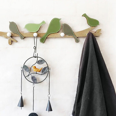 

1PC Creative Woody Bird Hooks Children Bedroom Hangers BlueGreen Wall Decoration Wall Hanging Clothes Hooks