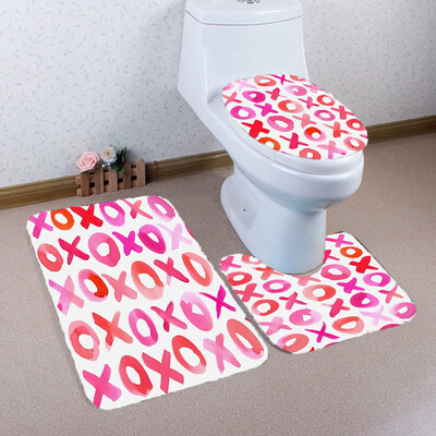 

Gobestart 3PCS Valentines Day Pattern Non Slip Toilet Seat Cover Rug Bathroom Set Decor