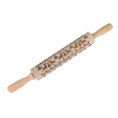 

Christmas Deer Embossing Rolling Pin Baking Cookies Biscuit Fondant Cake Dough Engraved Roller