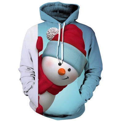 

Sweater lady holiday simple autumn warm long sleeves cute Christmas print plus velvet velvet hooded multi-color style optional