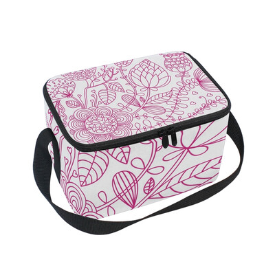 

ALAZA Lunch Box Insulated Lunch Bag Large Cooler Tote Bag Purple Flowers for Men Women Girls Boys