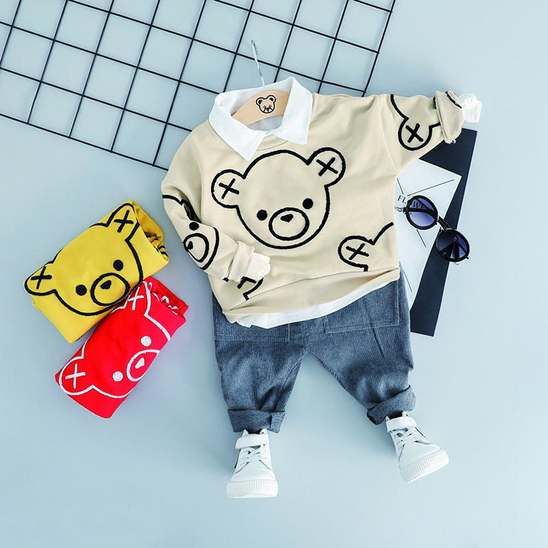 

Baby Girl Clothes Children Baby Boys Bear Print Pattern Casual Fashion Cotton Long Sleeve Pants Set 0-3Y Newborn Baby Clothes