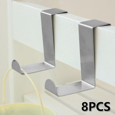 

8PCS Stainless Steel Door Hook Stainless Kitchen Cabinet Clothes Hanger