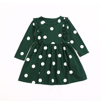 

New Spring Autumn Casual Fashion Baby Girl Polka Dot Printing Long Sleeve Princess Dress