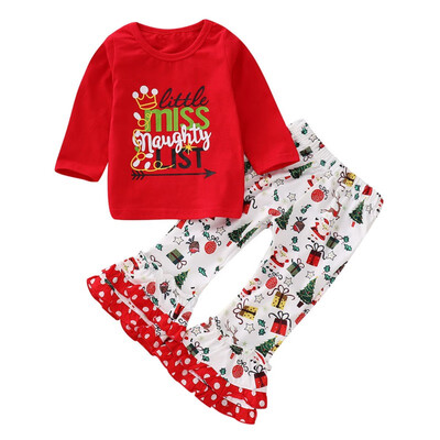 

1-5Y Kids Baby Girls Christmas Top Pants Outfit Clothes Children Long Sleeve Xmas Cotton Pajamas Kids Autumn Clothing Set