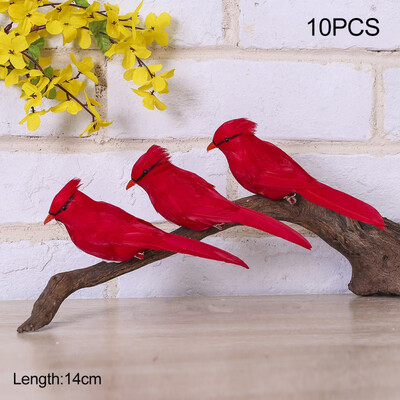 

110pcs Cute Simulation Birds Decor Artificial Foam Feather Mini Craft Birds Ornament Decoration Red Garden Supplies