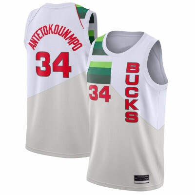 

2019 New Mens Milwaukee Bucks 34 Giannis Antetokounmpo White Green Yellow Gray Black Basketball Jersey Size -XXL