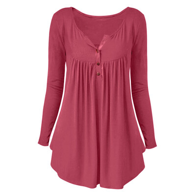 

Plus Size Half Button Crinkle T Shirt