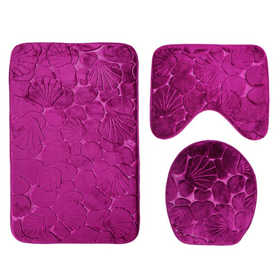 

Gobestart 3pc Bathroom Set Rug Contour Mat Toilet Lid Cover Plain Solid Color Bathmats