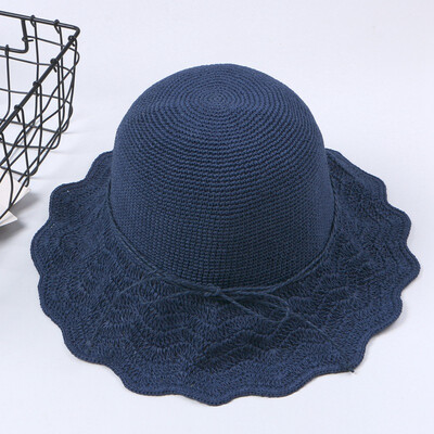 

New ladies outdoor outing bow sun hat vacation hollow sun hat hundred set summer straw hat wholesale