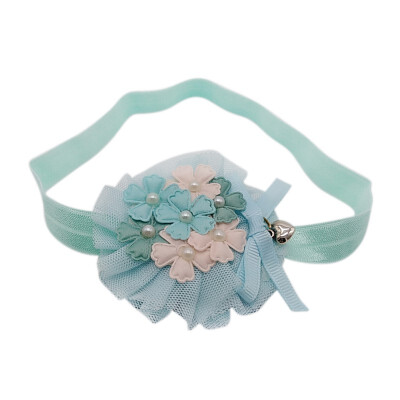 

Baby Girls Solid Color Flower Lace Headband Pearl Floral Headwear Headband