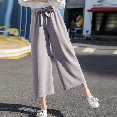 

Pants Women Casual Office Lady Loose Chiffon Wide Leg Pants Elastic High Waist Trousers Women Solid Pants pantalones mujer