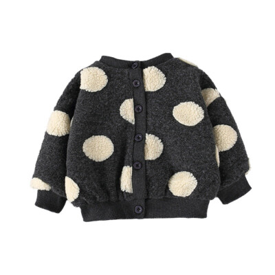 

Coat Baby Girls Coat Cotton Thickening Polka Dot Long Sleeve Single-Breasted Jacket Autumn And Winter