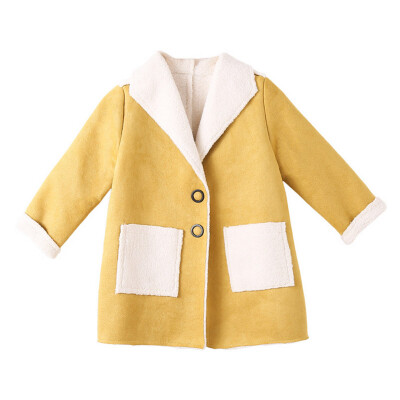 

Baby Girl Warm Autumn Winter Coat Jackets Solid Fashion Children Outerwear Clothes With Pockets