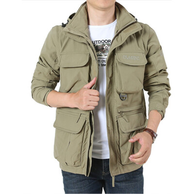 

Toponeto Mens Detachable Sleeve Hooded Loose Outdoor Mountaineering Sportswear