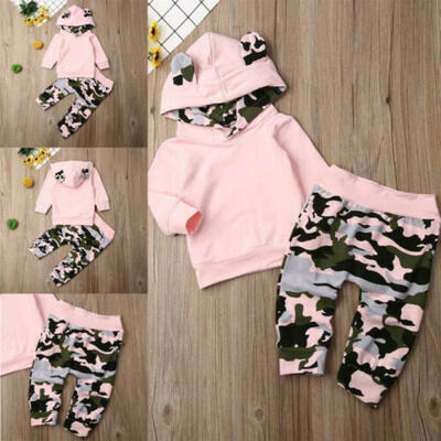 

Baby Girl Floral Hooded Sweatshirt Top Pants Trousers Outfit Clothes Set 0-24M