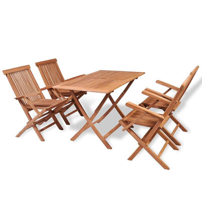

5 Piece Folding Outdoor Dining Set Solid Teak Wood
