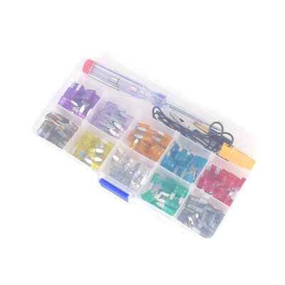 

100PCSSet Small Size Car Truck Boat Fuse Plugs Blade Fuse Box Tools Assortment with Test Pencil Fuse Clip
