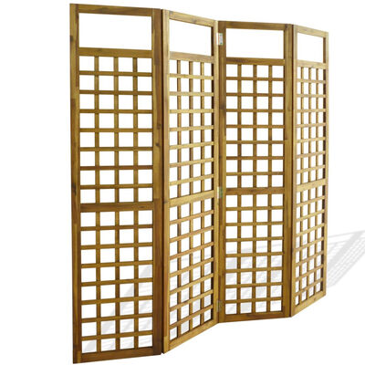 

4-Panel Room Divider Trellis Solid Acacia Wood 63"x669